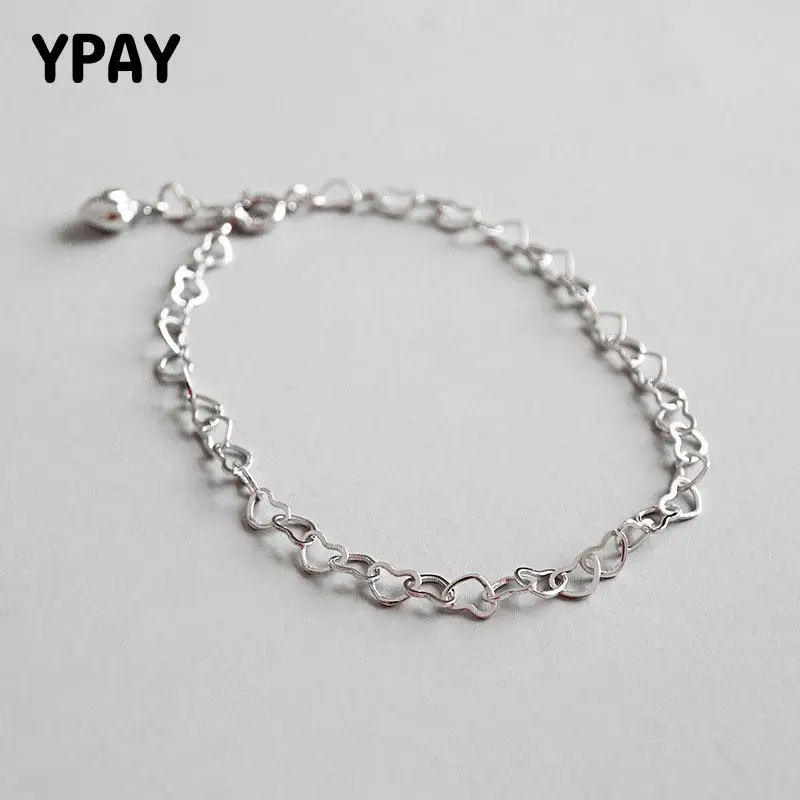 Женский браслет YPAY из серебра 925 пробы с полым сердцем|Гибкие и жесткие браслеты| |