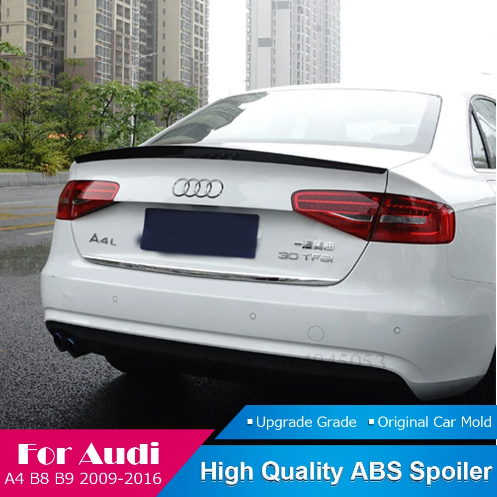 

AITWATT Fit For Audi A4 B8 B9 White Spoiler 2009 to 2016 High Quality ABS Plastic Rear Trunk Wing Lip Spoiler Car Accessories