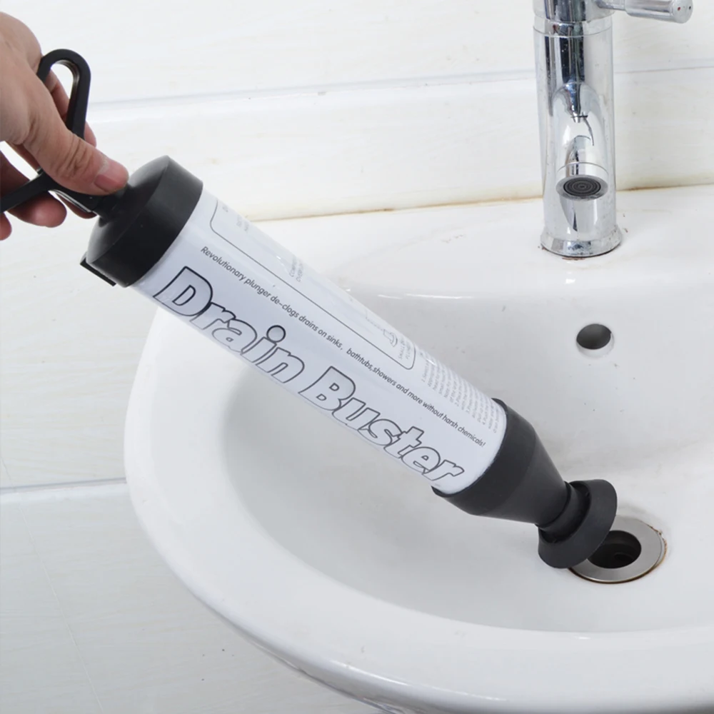 Handle Sink/Toilet Suction Plunger with Two Suckers High Pressure Bathroom Showeroom Bathtub Drain Buster Cleaner Tool