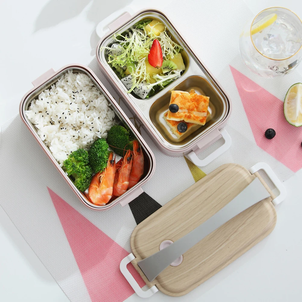 

1.6L Microwave Double Layer Lunch Box Stainless Steel Portable Container Box Workers Student Food Container Lunch Box 5