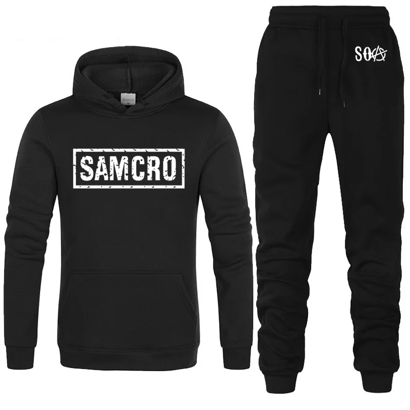 SOA Sons of anarchy/Детские модные толстовки с капюшоном с принтом «SAMCRO» Мужская Флисовая теплая толстовка мужские толстовки с капюшоном в стиле хип-хоп, штаны, костюм из 2 предметов