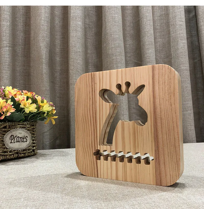 LED Wood Light 3D Giraffe Night Lamp USB Operated Warm Mood Lamp 3D Luminaria Baby Lamp Birthday Gifts For Kids Bedroom Decor (2)