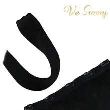 VeSunny, одна штука, накладные волосы на заколках, человеческие волосы, двойной уток, на заколках, для наращивания, черные, 12 дюймов, ширина, с 5 клипсами, прилагаются