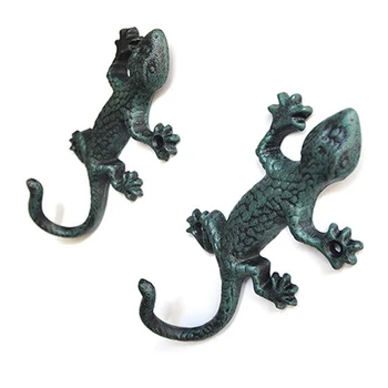 

2Pcs Accessories Cast Iron Lizard Rack Towel Hooks Hanger Coat Hat Garden Home Decoration Flexible Hanging Design Claw