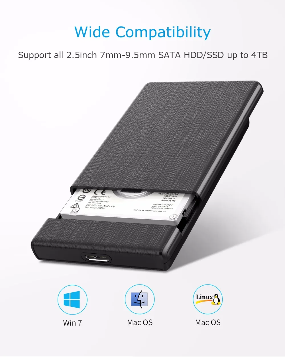 Чехол ORICO HDD 2,5 SATA для USB 3,0, корпус для жесткого диска SSD, коробка для жесткого диска, Тип C 3,1, чехол с поддержкой UASP HD, внешний жесткий диск