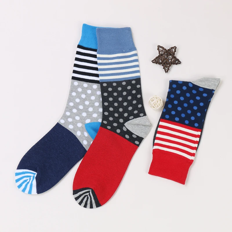 

DONGAI New mens socks fashion color striped men's sock autumn and winter cotton socks Breathable Comfortable Business Casual Sox