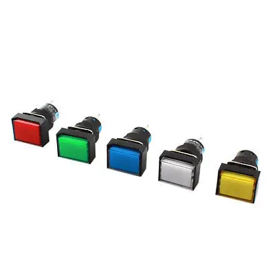 

5Pcs AC 250V 3A 16mm Panel Mount SPDT Latching Rectangle Push Button Switch
