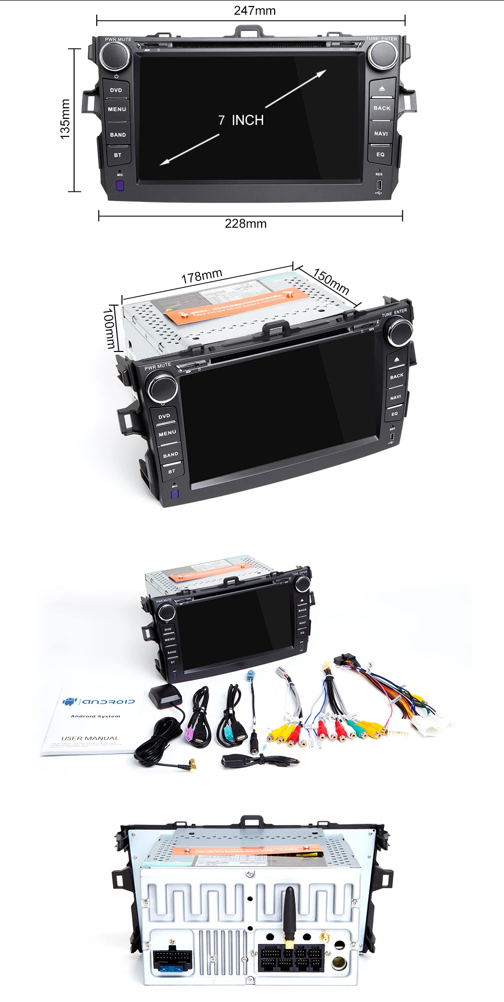 Ips DSP 4GB 2 Din Android 9,0 Автомобильный мультимедийный dvd-плеер для Toyota Corolla 2007 2008 2009 2010 2011 gps-навигация, радио, стерео