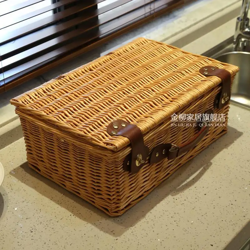 Wicker Bin Outing The Cane Makes Up The Picnic Basket Receive Mobile Fruit Basket Basket Receive Basket Outdoors For A Picnic - Цвет: Model 2