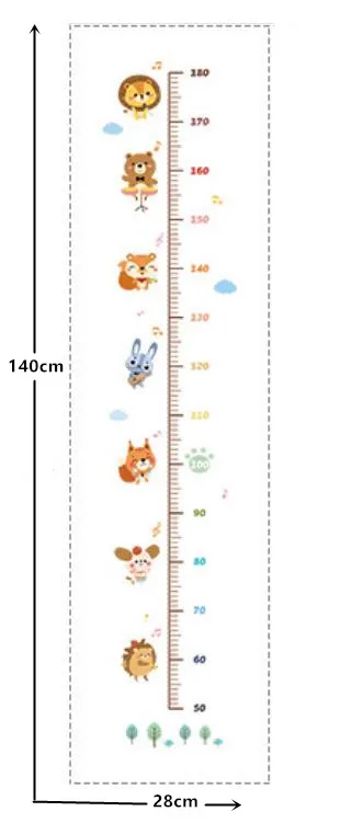 4 милых мультяшных животных Луна высота линейка настенные наклейки s для детской комнаты спальня высота метр наклейка домашний декор ребенок рост подарок