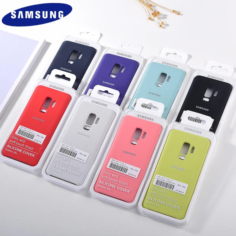 Оригинальный силиконовый чехол Samsung Galaxy S9 Plus для полностью защищающий телефон с