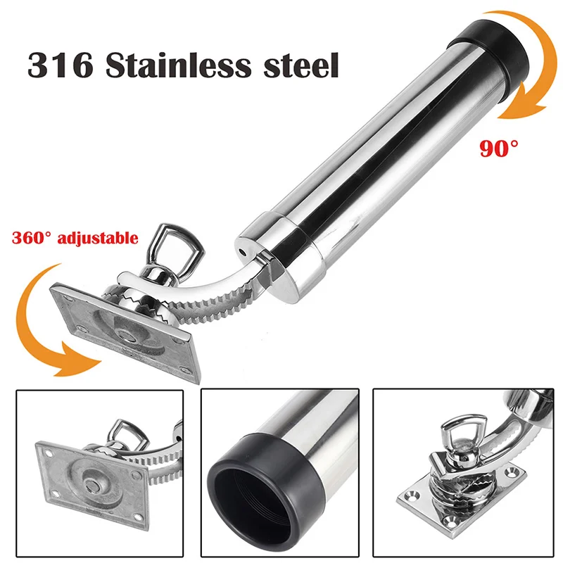 

Adjustable Fishing Rod Holder Deck Mount 316 Stainless Steel for Boat Yacht