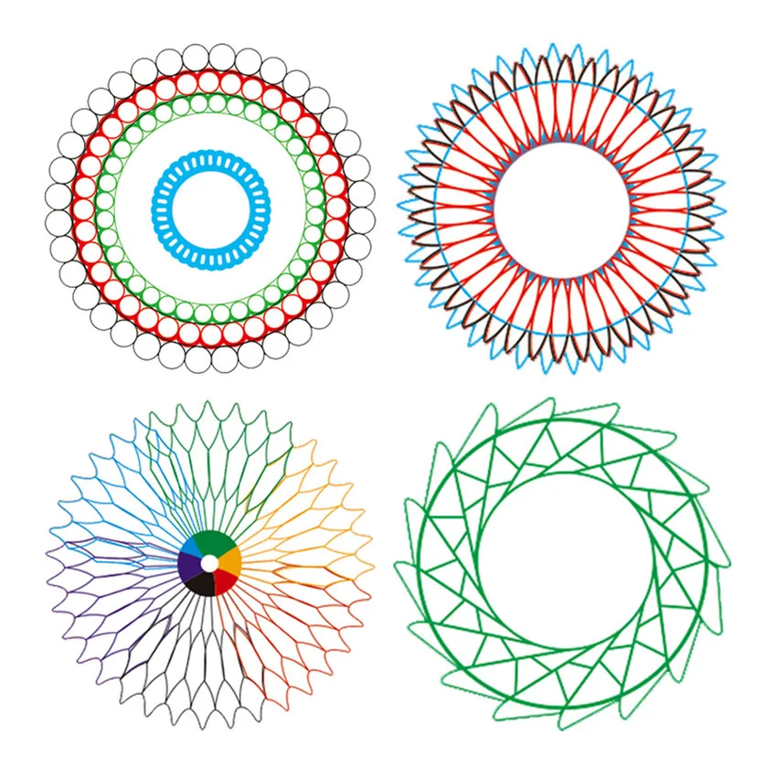 27Pcs Spirograph Drawing Toys Set Interlocking Gears Wheels with Pens Spiral Designs Painting Accessories Geometric Ruler Toy 5