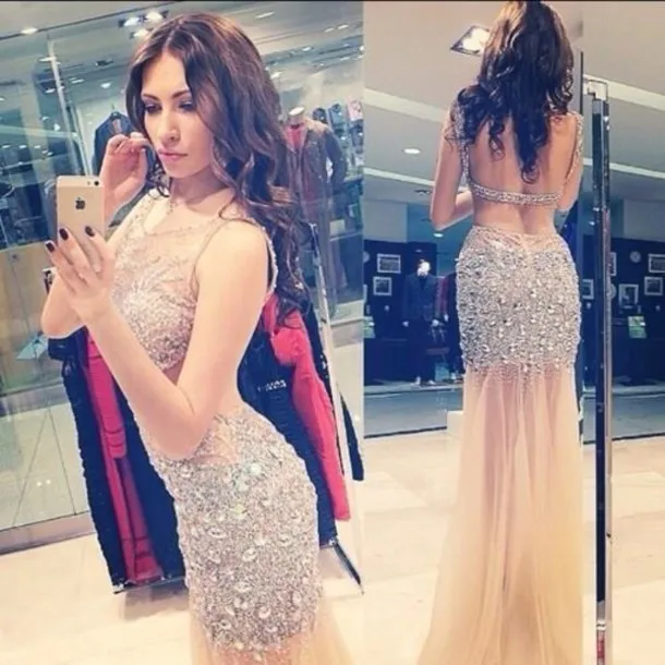 Шампанское Роскошное блестящее платье vestido de noiva robe de soiree, прозрачное сексуальное платье с открытой спиной, новинка, платье-Русалка для выпускного, платья подружки невесты - Цвет: Шампанское
