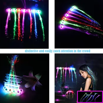 

Glow Blinking Hair Clip Flash LED Braid Show Party Toys Kid Headwear Colorful Luminous Braid Optical Fiber Wire HairpinChristmas