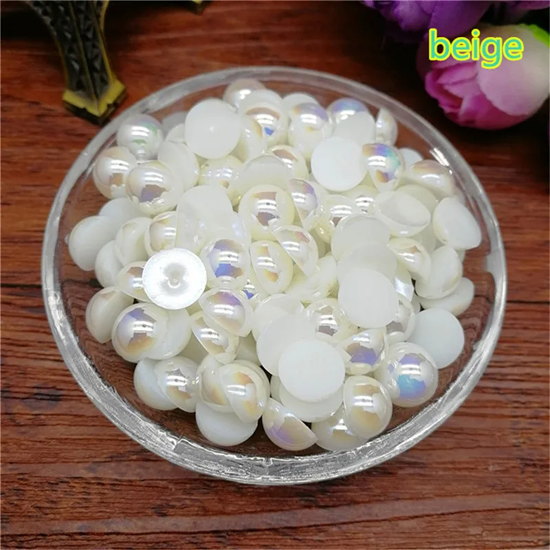 

wholesale 4 /6 /8mm Beige Half Round Pearl Bead Flat Back Scrapbook for Craft DIY