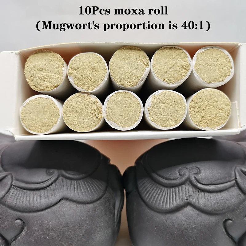 Moxibustion Rolls Pure Moxa Stick Traditional Chinese Herbal Medicine Acupuncture Massage Therapy Warm Body Relieve Pain 10Pcs