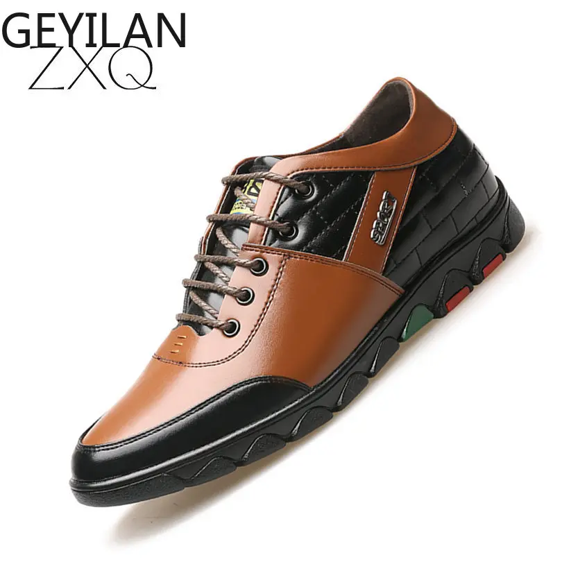 

Height Increasing Leather Men Shoes Casual Male Lace Up Flats Soft Comfortable Autumn Winter Men Footwear