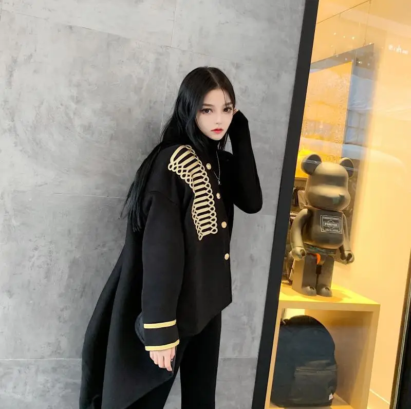 Mid-length Woolen Jacket Women's Winter New Style Korean-style Single Breasted Palace Style Embroidered Thick Woolen Overco
