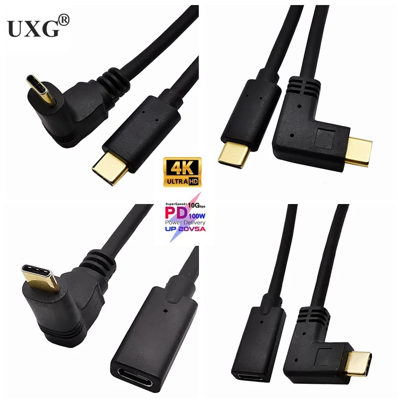 0.3m 0.6m 1m 1.8m Usb Type C Extension Cable Usb 3.1 Angled Data Cable