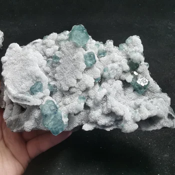 

801.7g.Natural rare blue green fluorite crystal minerals and water crystal cluster healing energy stone decorative specimens