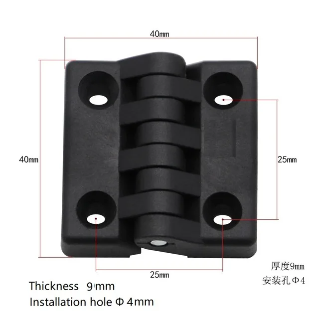 Small Hinges 10PCS 40*30mm Black Mini Plastic Door Bearing Butt Cabinet Drawer Jewellery Box ABS Hinge For Furniture Hardware