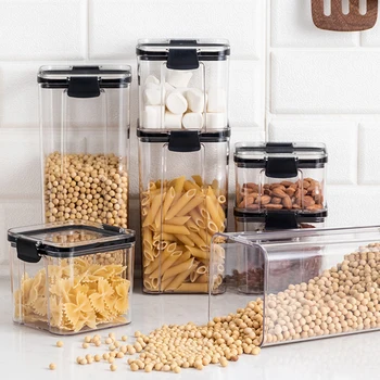 

460/700/1300/1800ML Plastic Clear Sealed Cans With Cover Kitchen Whole Grains Storage Box Food Storage Tank