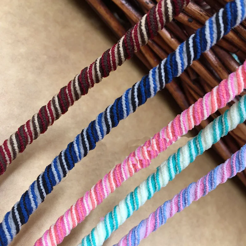 Meetee 5/10/20M 4mm Vintage Color Round Rubber Band Head Rope Strap Elastic Band DIY Headwear Elastic Cord Sewing Accessories