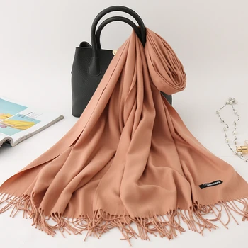 

Brand Women Cashmere Shawls Scarf Solid Thick Warm Winter Scarves for Ladies Pashmina Wraps Tassel Stole Bufanda