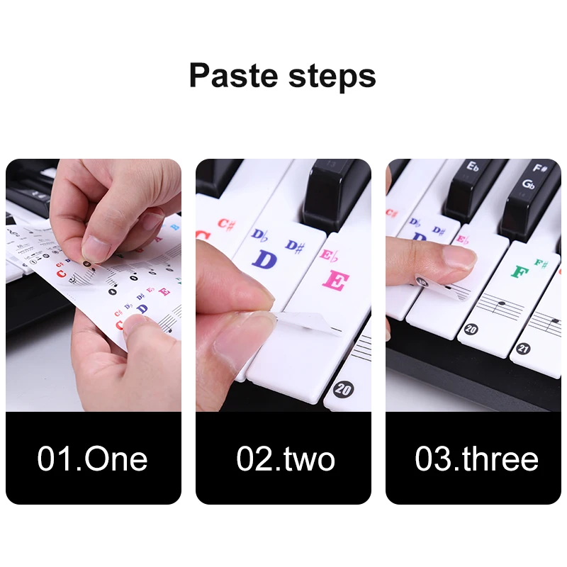 Color piano stickers 49/54/61/88 Keys Without leaving glue Not to hurt the piano Beginner piano Learn musical notes