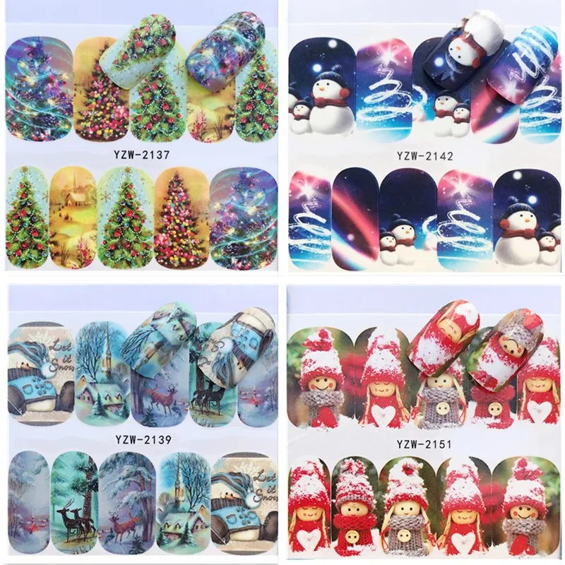1sheet Nail Polish Sticker Christmas Santa Snowflakes Manicure Water