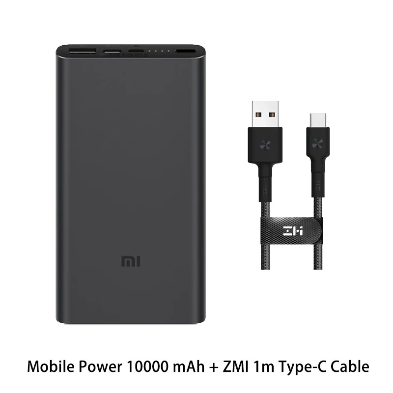 Black ZMI1 Type-C Xiaomi Mi 3 Pro 10000 мАч Внешний аккумулятор Двусторонняя Быстрая зарядка USB-C Двойной вход выход PLM12ZM 10000 мАч Внешний аккумулятор для мобильного телефона - Цвет: Black ZMI1 Type-C