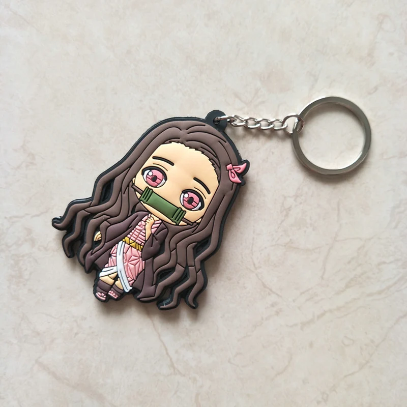 Demon Slayer: Kimetsu no Yaiba фигурка Kamado Tanjirou Nezuko Agatsuma Zenitsu брелок для ключей Подвески с цепочками брелок для ключей
