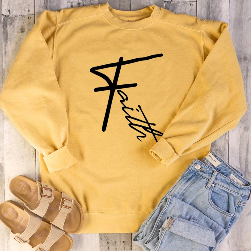 Faith religion женские модные хлопковые повседневные Молодежные хипстерские христианские библейские Крестильные гранж графические уличные стильные пуловеры подарочные Топы