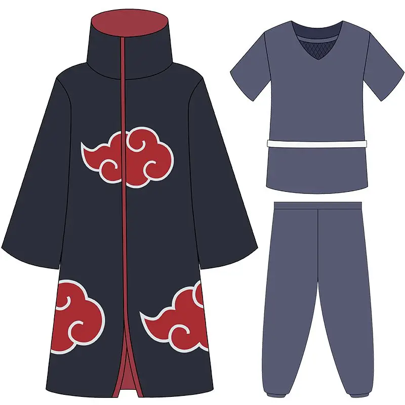 

Anime Ninja Akatsuki Robe Itachi Costumes Tobi Obito Unisex Fancy Party Uniform Red Cloud Cloaks for Halloween Christmas