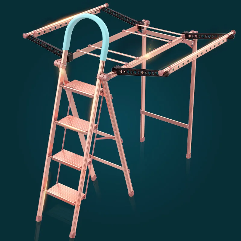 

M8 Multi-function Ladder Drying Rack Floor Folding Indoor Home Balcony Hanger Outdoor Thickening Dual-use Drying Rack
