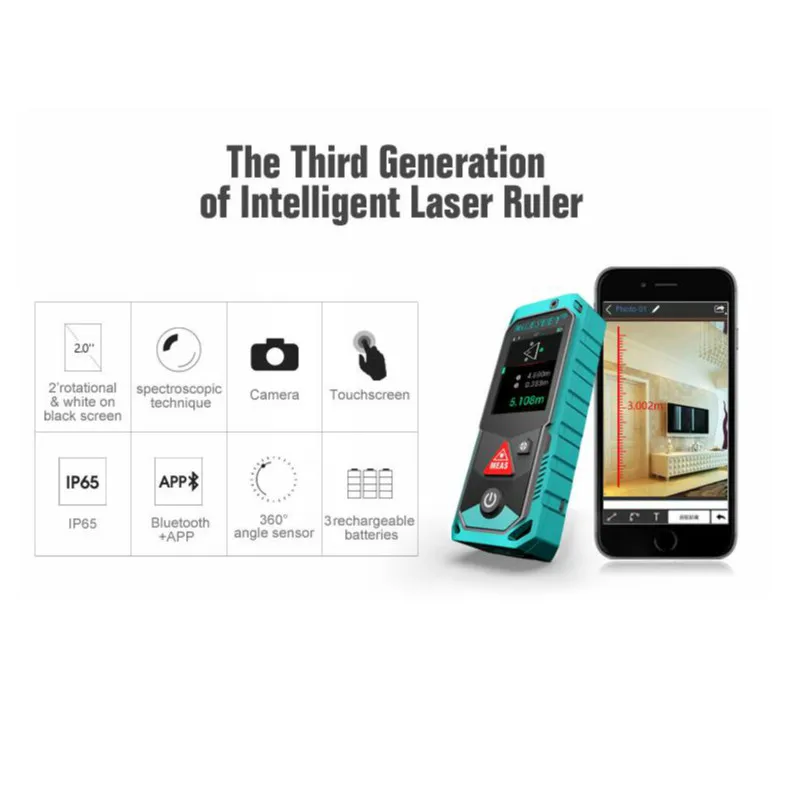 P7/T7 Bluetooth Laser Distance meter Rangefinder with Rotary Touch Screen Rechargerable Measure indirect distance/angle/area P7/T7 Bluetooth Laser Distance meter Rangefinder with Rotary Touch Screen Rechargerable Measure indirect distance/angle/area