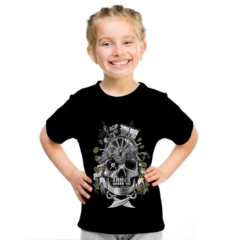 Футболка для мальчиков и девочек с механическим принтом «sci-fi wind» Детская одежда в стиле панк с 3d принтом летняя детская одежда, футболка с короткими рукавами