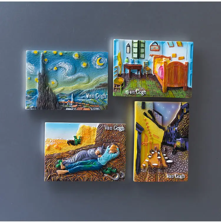 fridge magnet van gogh painting square decoration magnetic sticker art crafts resion stereo gift paper paste message fixer | Дом и сад