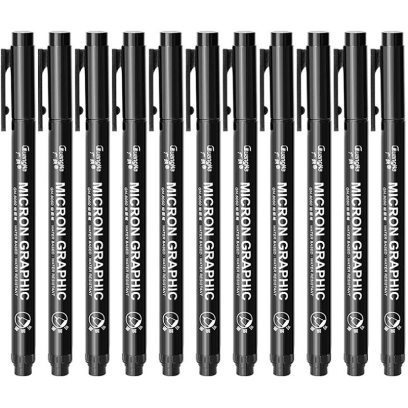 Черная тонкая линия эскиза, рисование, маркер Fineliner, не выцветает, комиксы, аниме, каллиграфия, маркер, ручка, водонепроницаемый