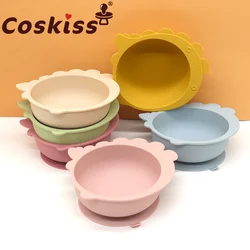 Coskiss New Baby Feeding Bowl Dinosaur Style BPA Free Silicone Bamboo Fiber Bowl Cartoon Animal Shape Food Supplement Bowl