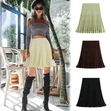 Осень-зима, Женская мини-юбка с высокой талией, черный, абрикосовый цвета, плиссированные юбки, женская сексуальная уличная одежда для девушек, Jupe Femme Saia 1