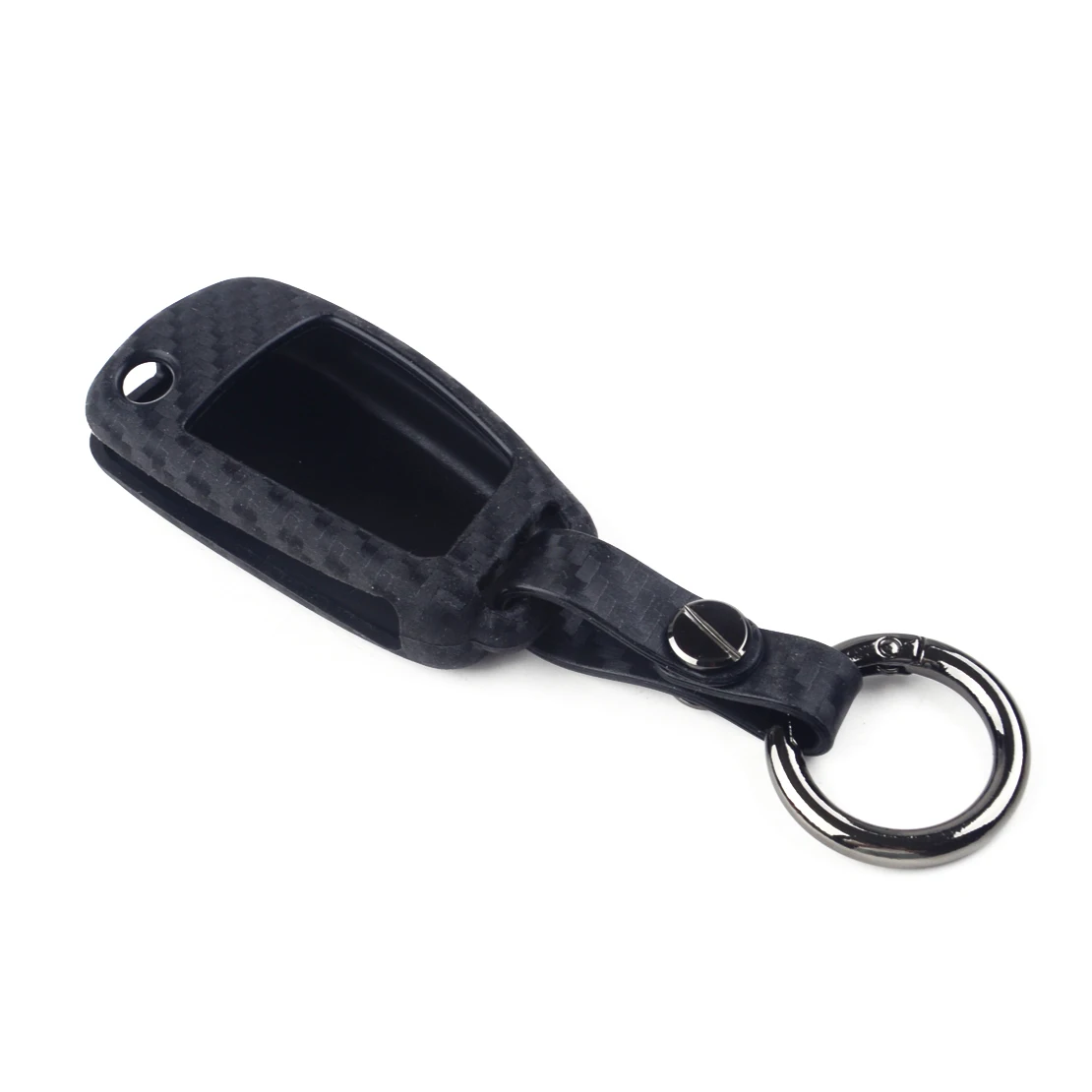 DWCX Carbon Fiber Texture Car Key Remote Smart Fob Cover Case Holder Shell with Chain fit for Audi A1 A3 S3 Q3 Q7 TT