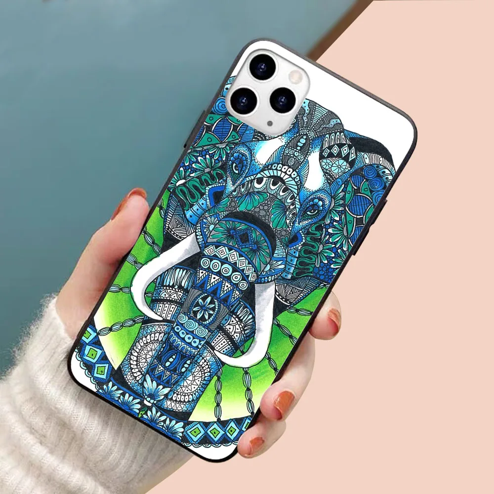 

Elephant Blues soft TPU border phone case for iphone 11PRO MAX 11 X XS XR XSMAX 6 plus 7 7plus 8 8plus cover