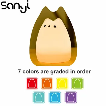 

Silicone Led Night Light Bedroom Lamp Touch Sensor&Switch on/off Night Lamp For Kid's Room/Bathroom Creative Cat Night Lighting