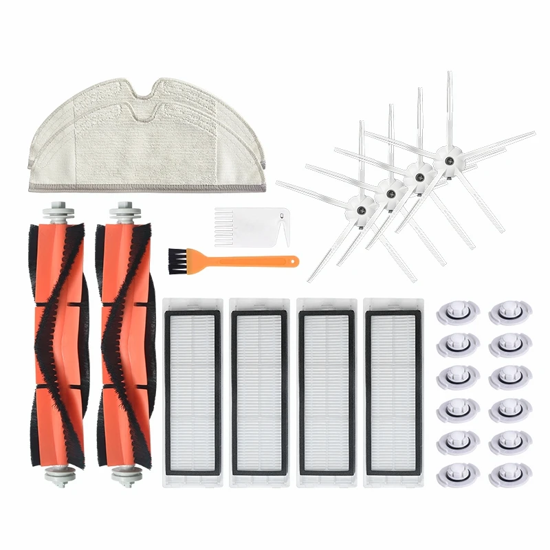 

4 Side Brush + 2 Roller Brush + 4 Filter Net + 2 Mop Cloths Pad + 12 Filter for xiaomi S50 S55 S60 T4 T6 Robot Vacuum C