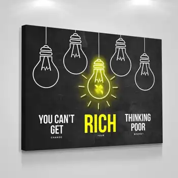

Home Decoration Rich Canvas Lamp Cartoon Painting Wall Art Poster Yellow Money Modular Cute Picture Frame For Bedside Background