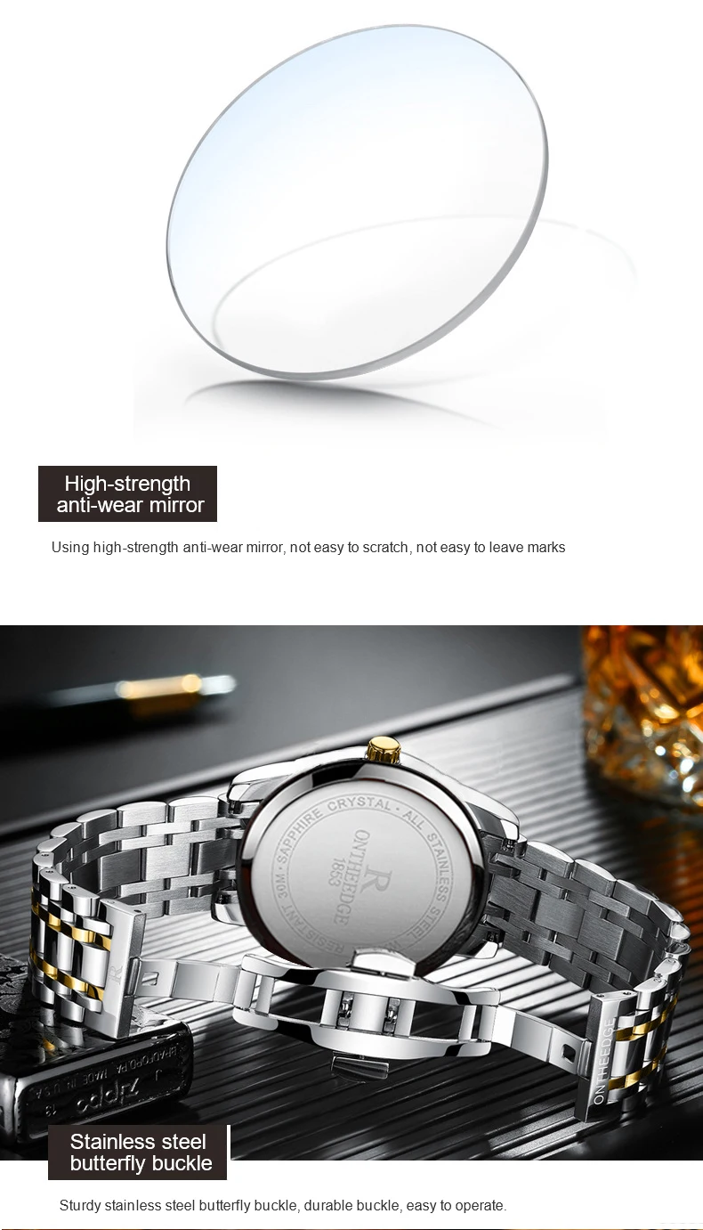 Ruizhiyuan Band Steel Watch Men's and Women's Genuine Quartz Watch Three-pin Business Non-Mechanical Watch