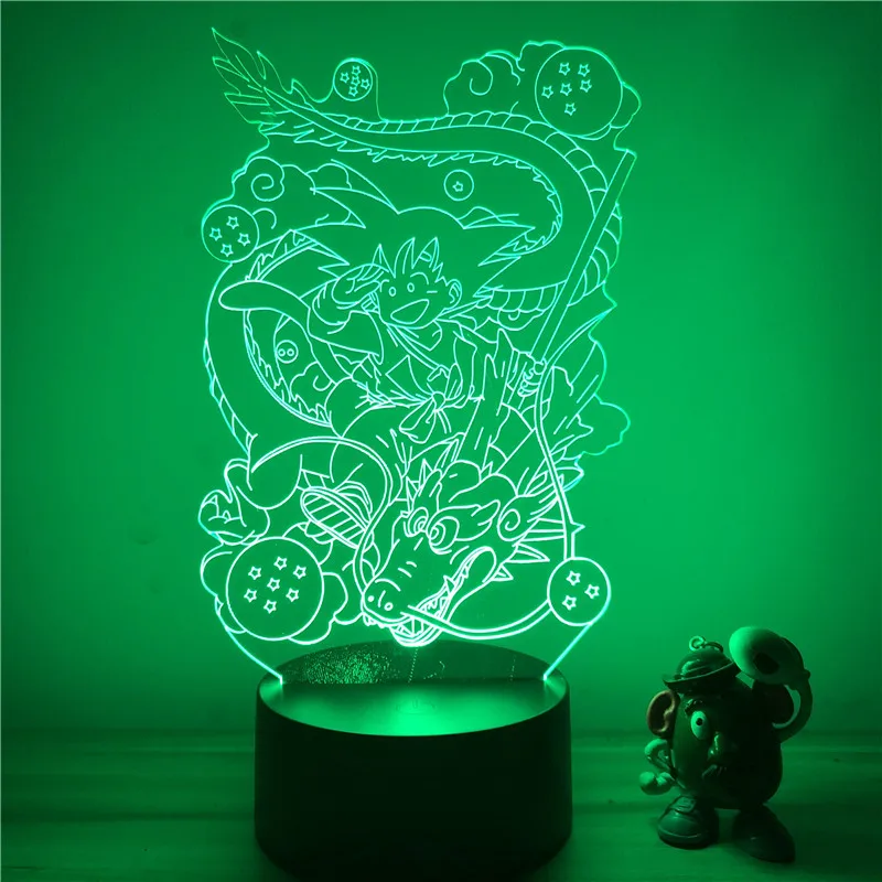 3D светодиодный ночной Светильник Dragon Ball Z Вегета супер фигурку 7 цветов сенсорный оптический Иллюзия настольная лампа для дома украшения модель