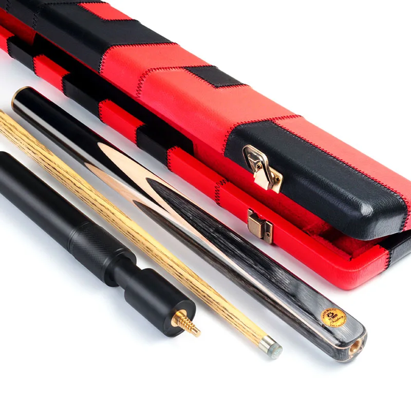 

Omin snooker cue with excellent case and telescopic extension 3/4 billiard stick ash shaft brass joint inlay butt 9.8mm tips